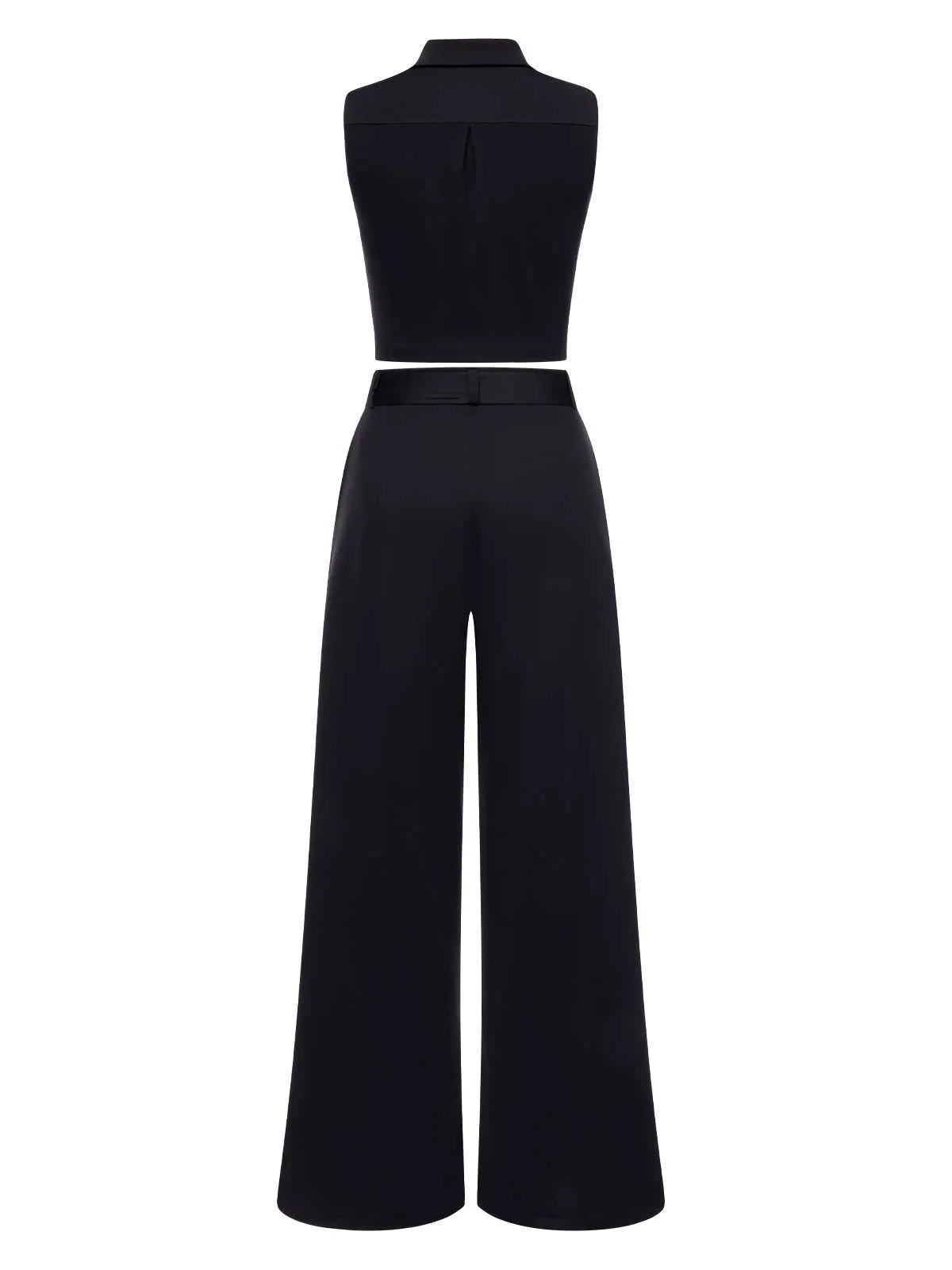 2PCS Black 1960s Lapel Sleeveless Vest & Pants sold by Retro Stage product image thumbnail 3