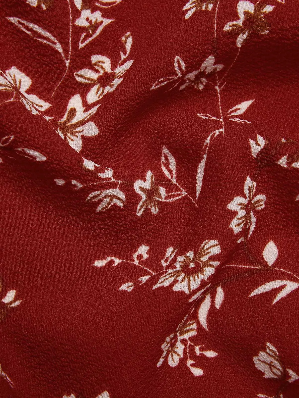 Wine Red 1940s V-Neck Floral Slit Dress sold by Retro Stage product image thumbnail 3