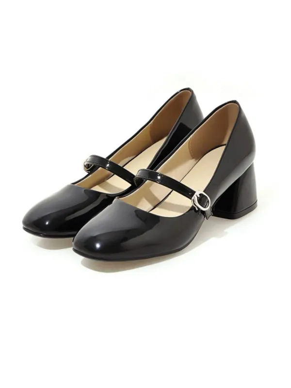 Vintage PU Leather Square Toe High Heels sold by Retro Stage