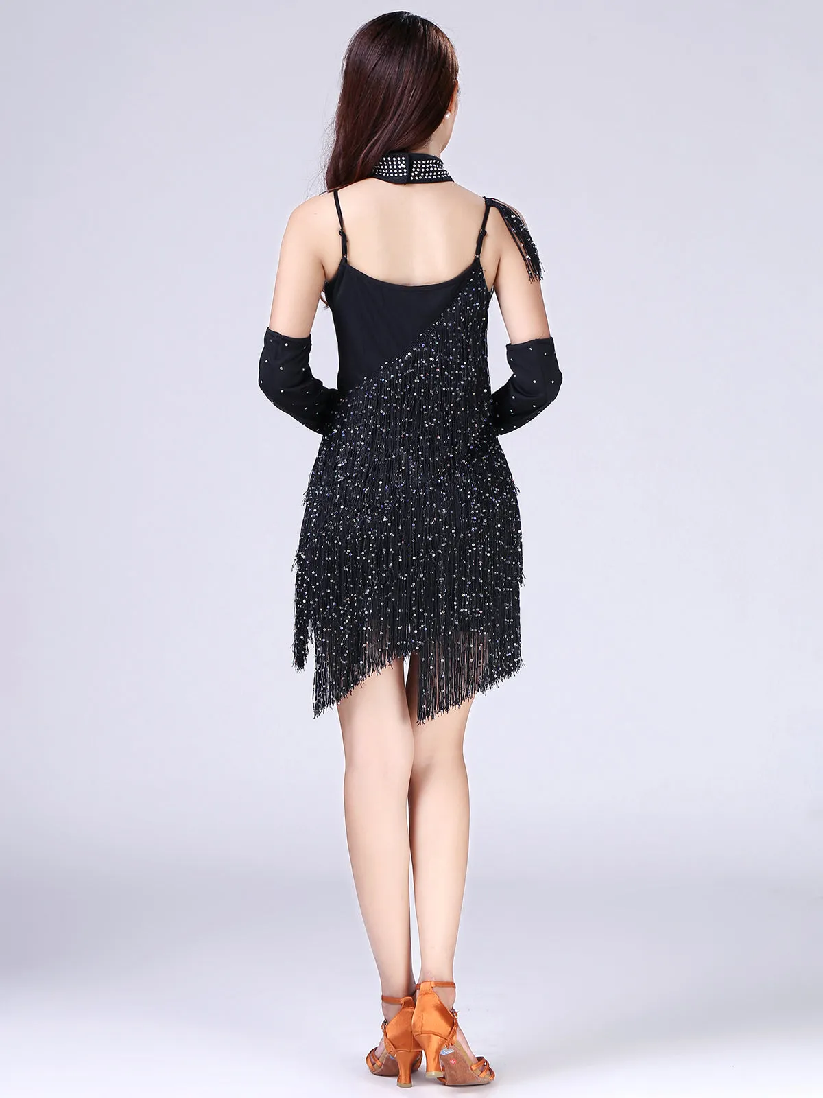 Black 1920s Beading Fringed Hem Dress With Sleeves sold by Retro Stage product image thumbnail 4