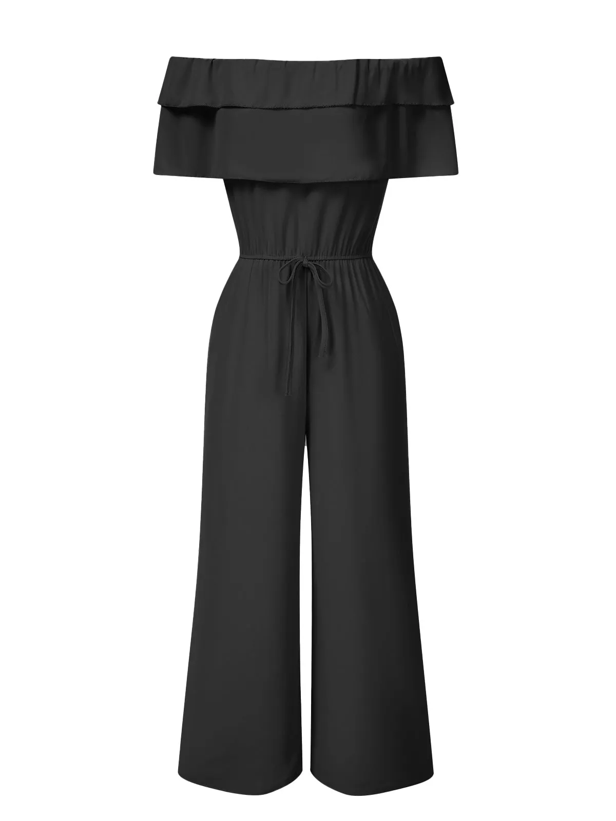 1930s Solid Layered Ruffle Off-Shoulder Jumpsuit sold by Retro Stage product image thumbnail 3