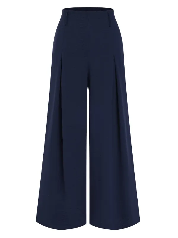 1950s Solid Hight Waist Pleated Wideleg Pants sold by Retro Stage