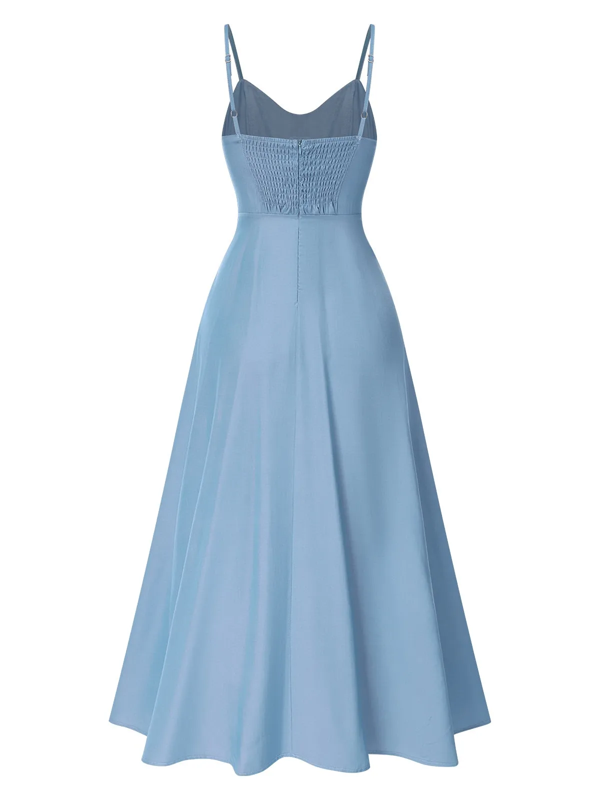 Light Blue 1930s Solid Straps Cotton Dress sold by Retro Stage product image thumbnail 3