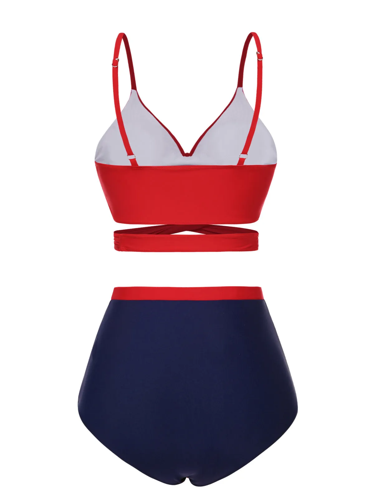 Red 1930s Spaghetti Strap Color Block Swimsuit sold by Retro Stage product image thumbnail 5