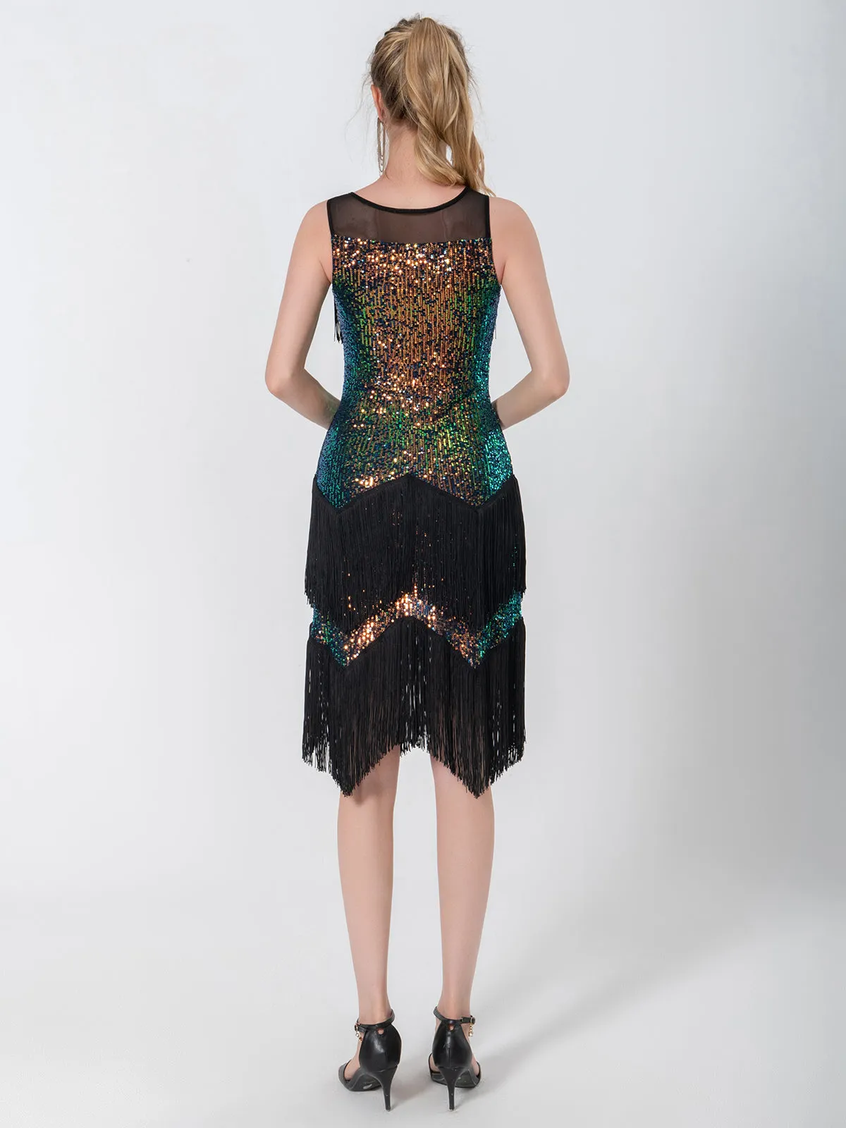 Black 1920s Beading Sleeveless Fringed Hem Dress sold by Retro Stage product image thumbnail 4
