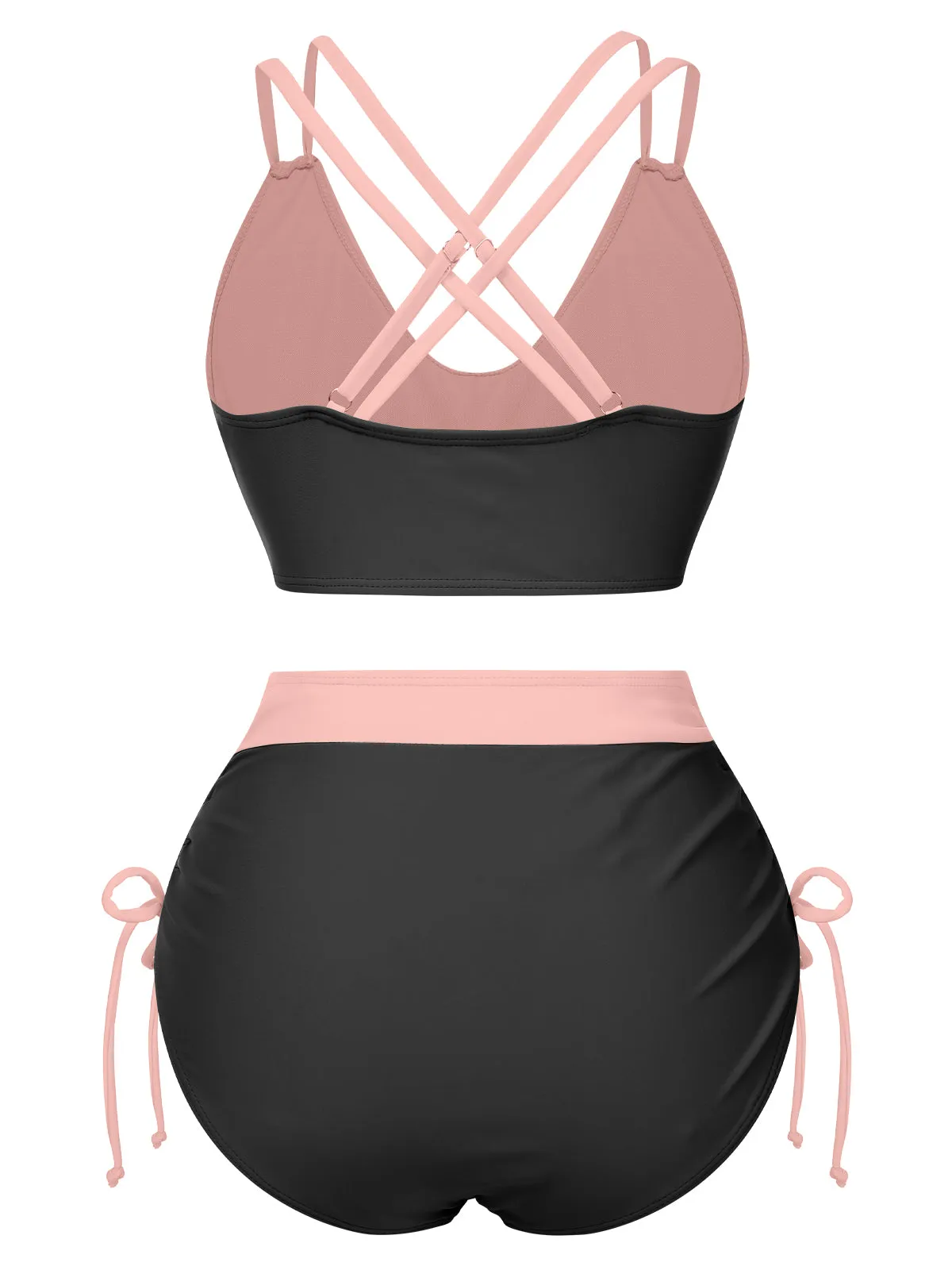 2PCS 1950s Solid Knot Patchwork Bikini Set sold by Retro Stage product image thumbnail 3