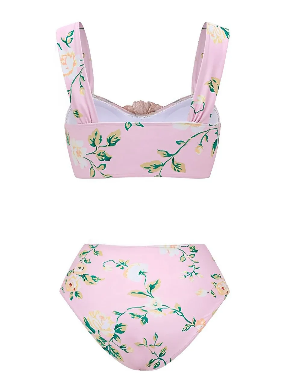 Pink 1930s Handmade 3D Flower Pleated Swimsuit sold by Retro Stage product image thumbnail 2