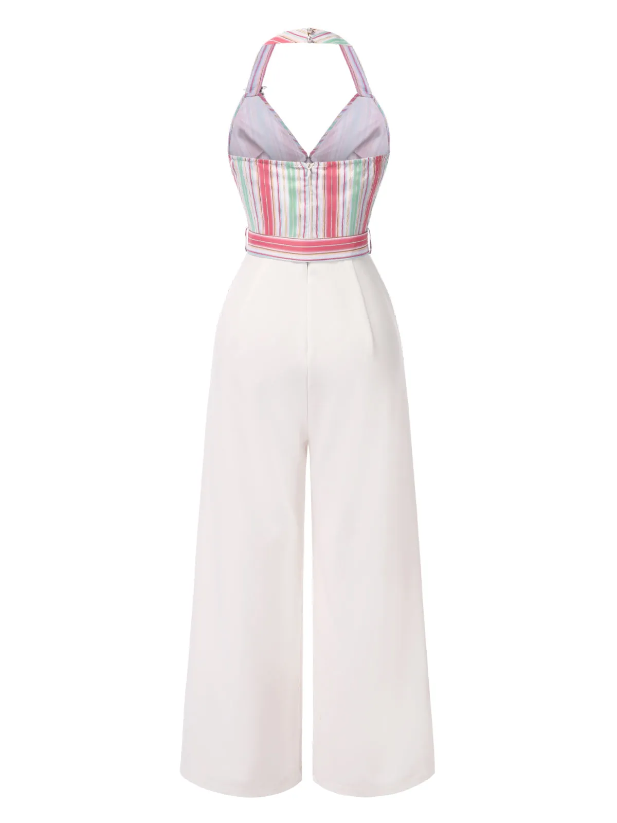 1950s Halter Starfish Colorful Stripes Belted Jumpsuit sold by Retro Stage product image thumbnail 4