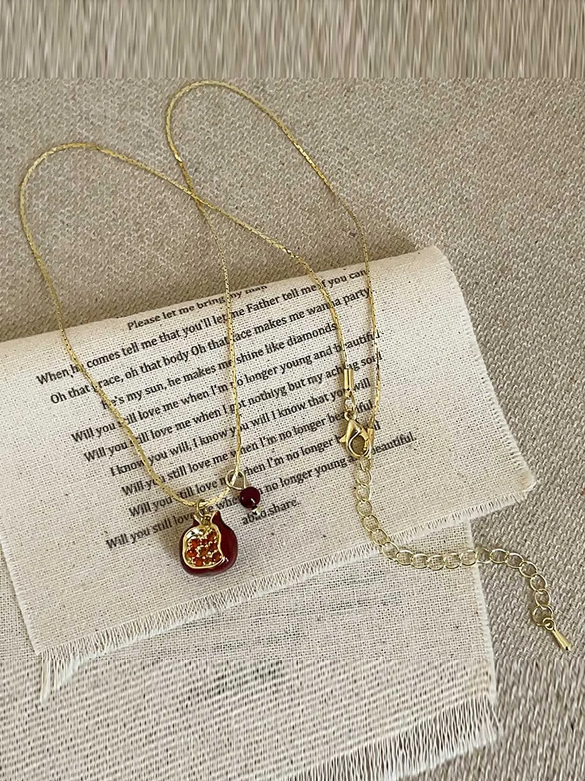 Red Pomegranate Pendant Necklace sold by Retro Stage