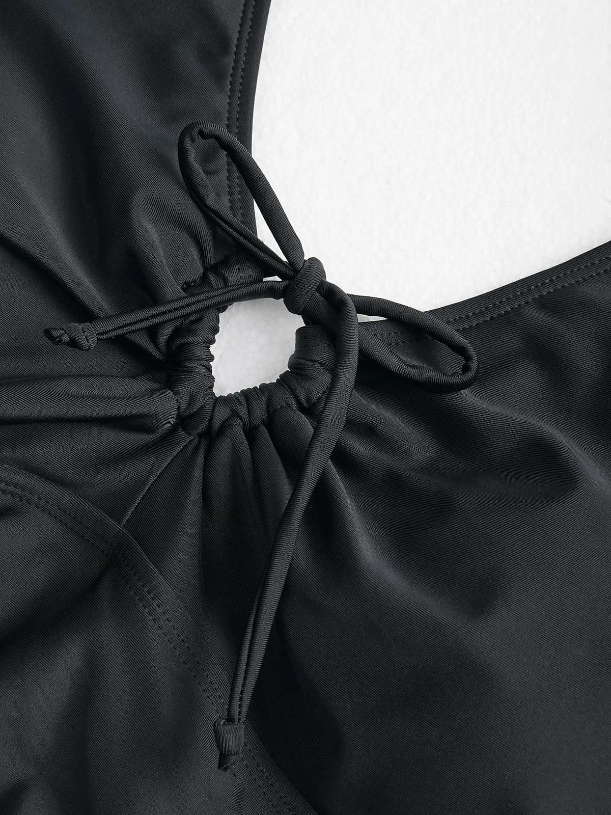 Black 1940s Solid Ruffle Sleeves One-Piece Swimsuit sold by Retro Stage product image thumbnail 4