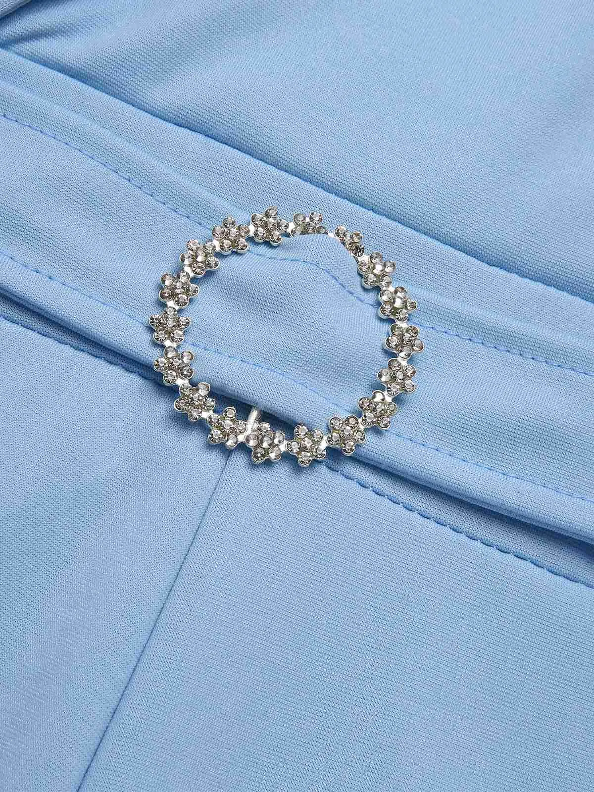 Blue 1930s Notched Collar Patchwork Jumpsuit sold by Retro Stage product image thumbnail 3