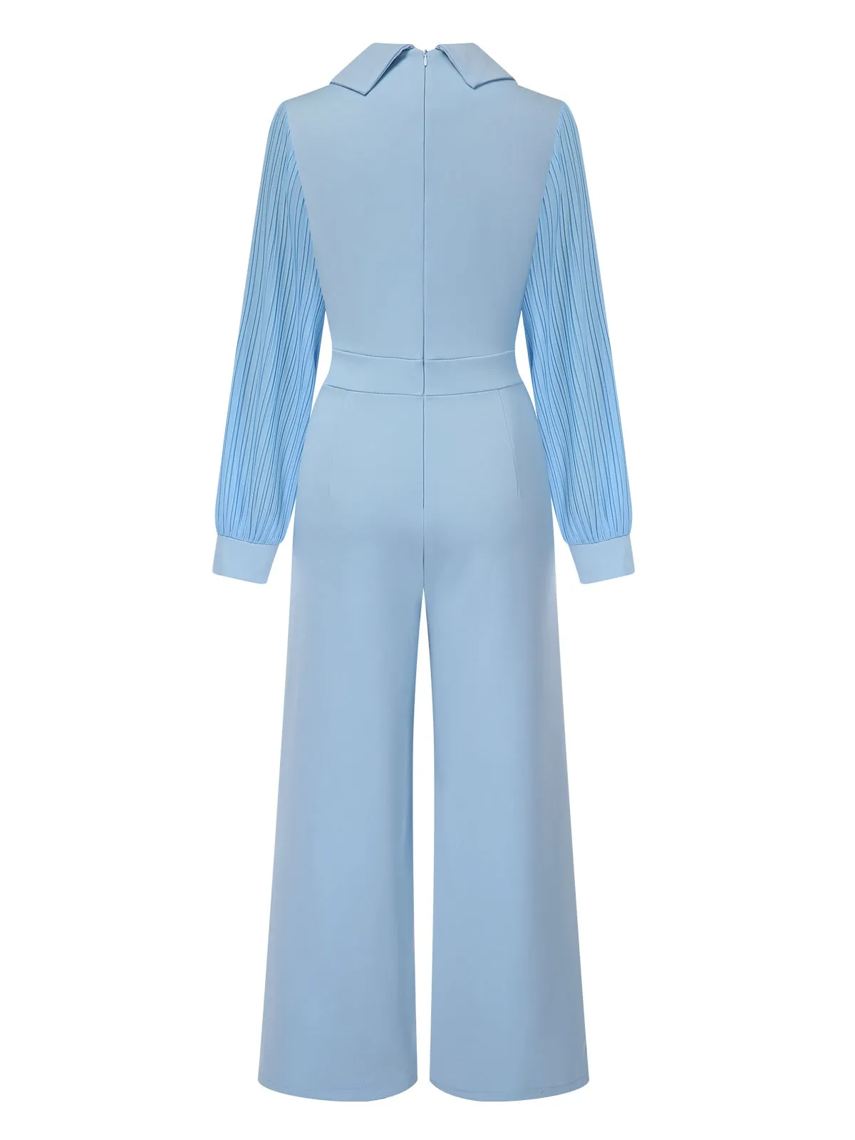 Blue 1930s Notched Collar Patchwork Jumpsuit sold by Retro Stage product image thumbnail 2