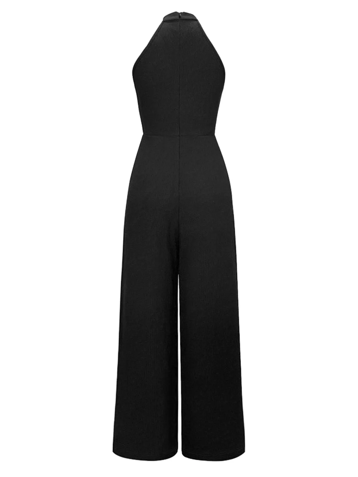 Black 1930s Solid Halter Sleeveless Jumpsuit sold by Retro Stage product image thumbnail 2
