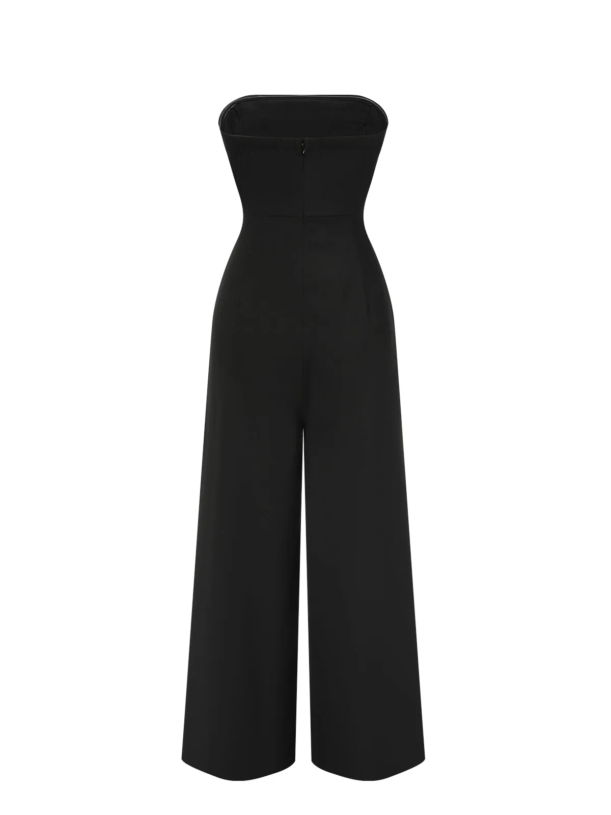 Black 1930s Solid Tube Top Jumpsuit sold by Retro Stage product image thumbnail 2