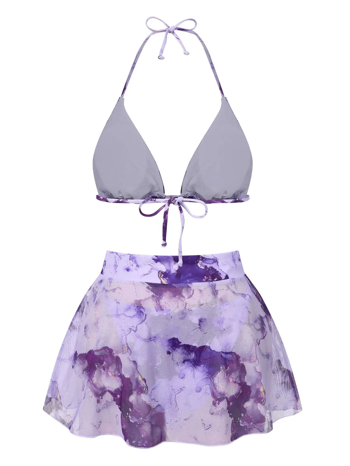 3PCS Purple 1970s Irregular Print Bikini Set sold by Retro Stage product image thumbnail 2