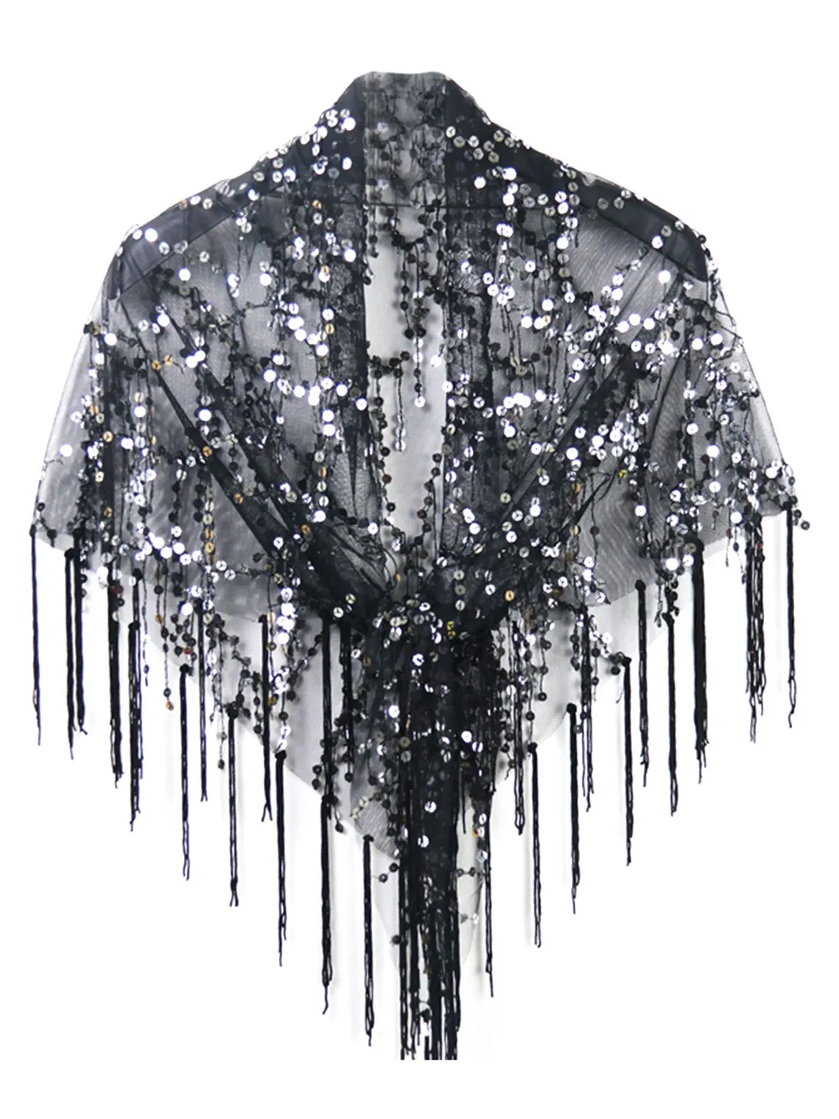 1920s Hollow Tassel Lace-Up Sequined Cape sold by Retro Stage