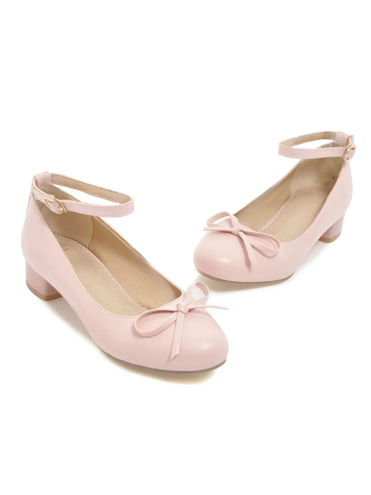 Round Toe Solid Buckle Bow High Heels sold by Retro Stage product image thumbnail 2