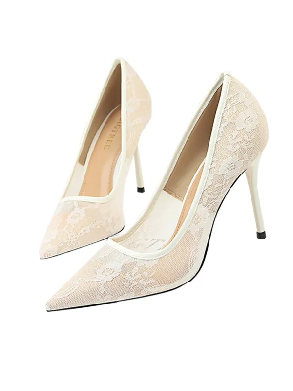 Retro Floral Solid Lace Pointed Shoes sold by Retro Stage