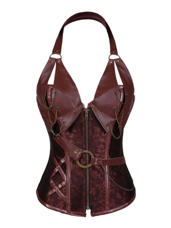 Steampunk Halter Leather Gothic Corset sold by Retro Stage