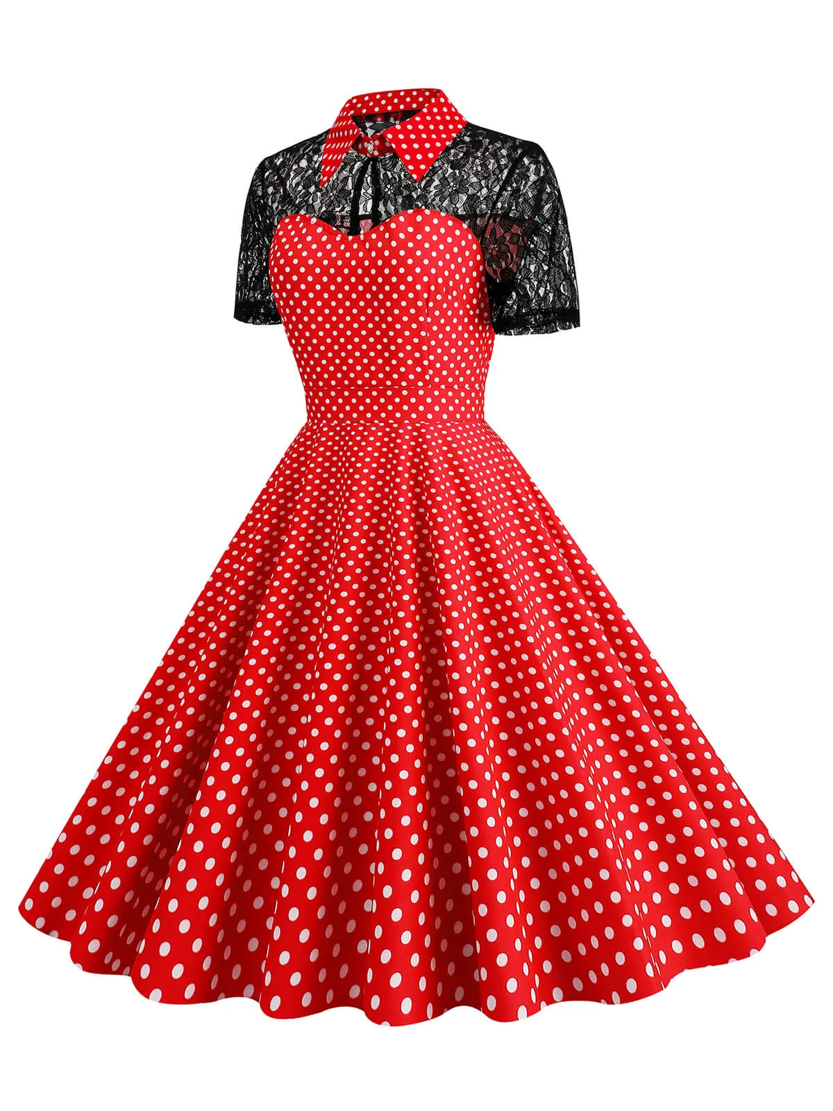 1950s Mesh Patchwork Polka Dot Dress sold by Retro Stage product image thumbnail 5