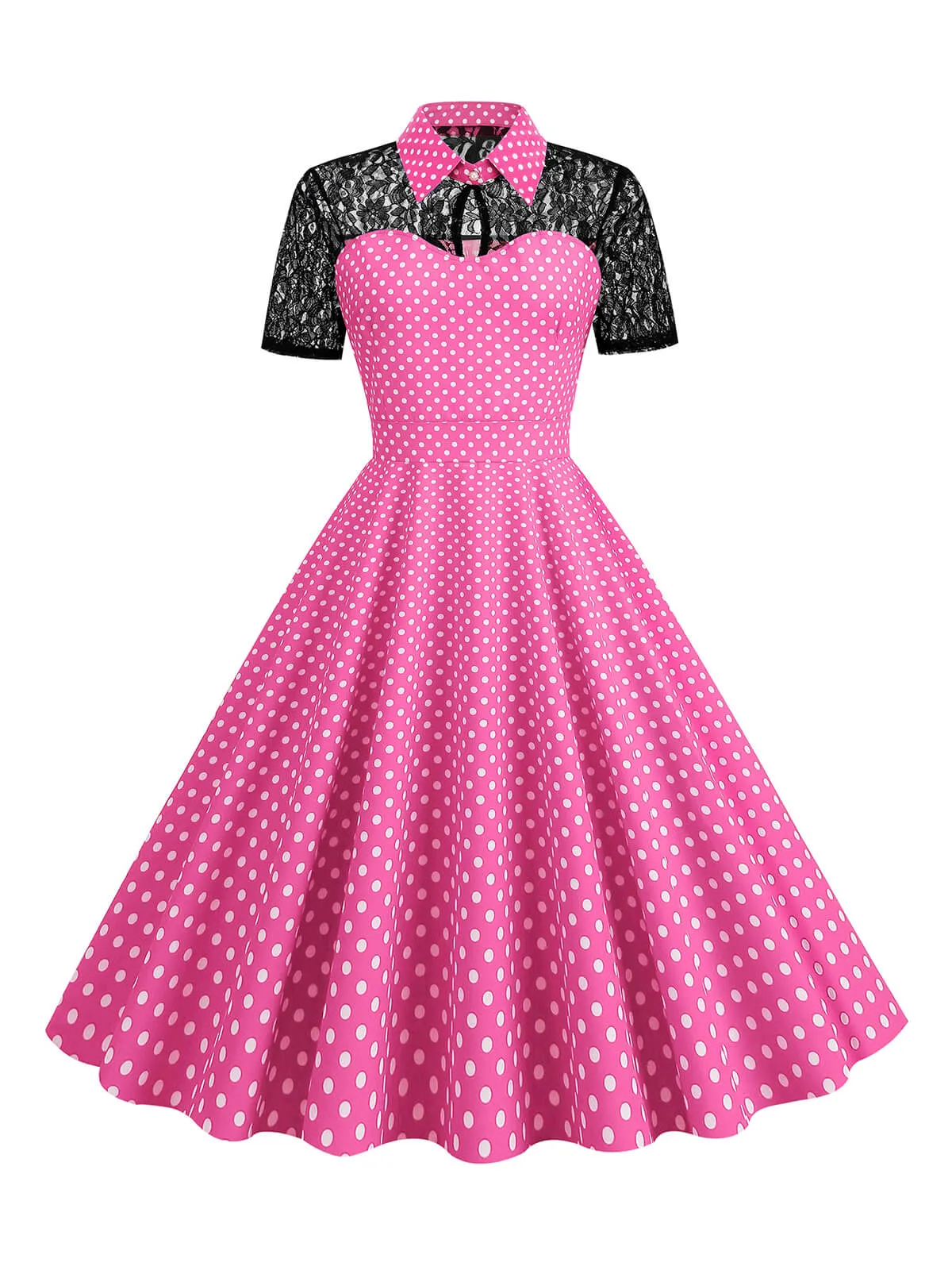 1950s Mesh Patchwork Polka Dot Dress sold by Retro Stage