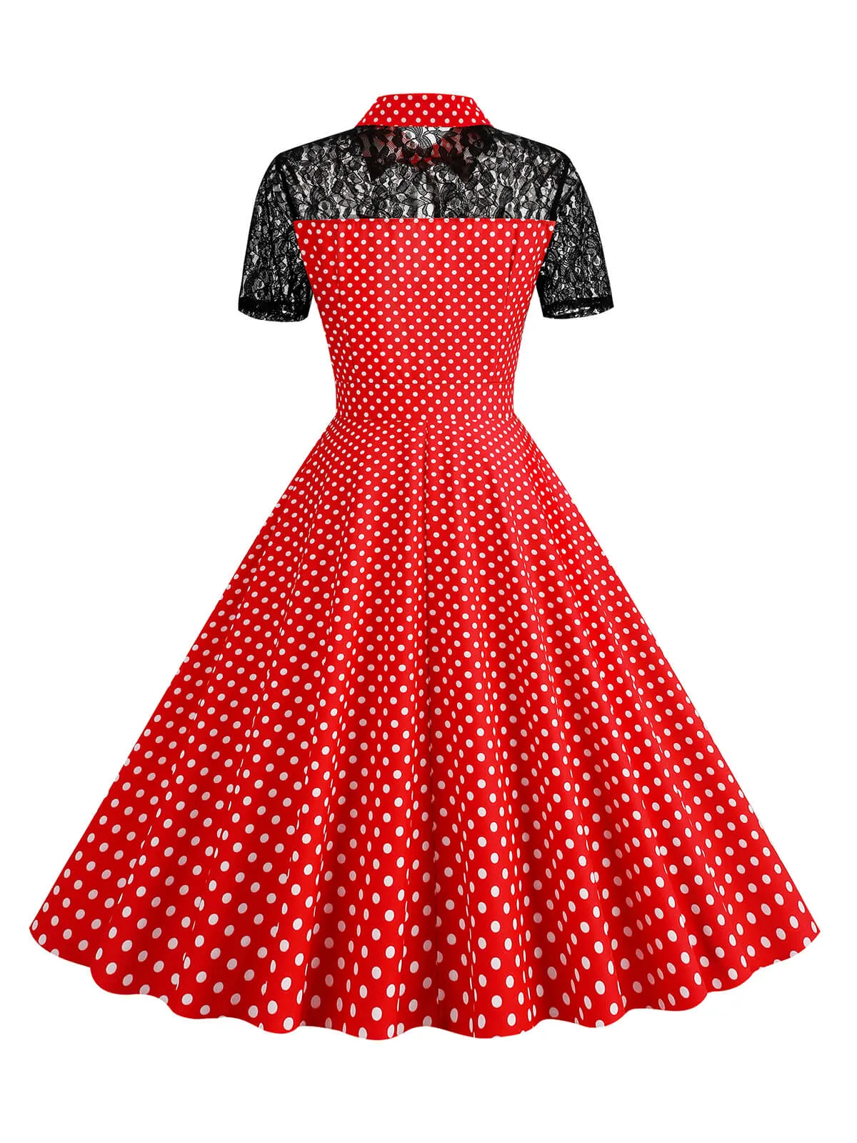 1950s Mesh Patchwork Polka Dot Dress sold by Retro Stage product image thumbnail 4