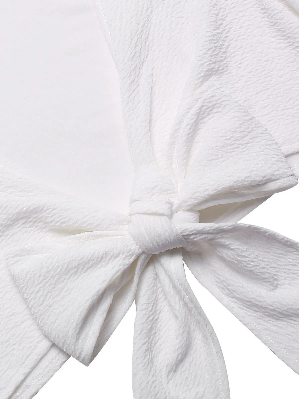 2PCS White 1960s Solid Tassels Bind Top & Pencil Skirt sold by Retro Stage product image thumbnail 4