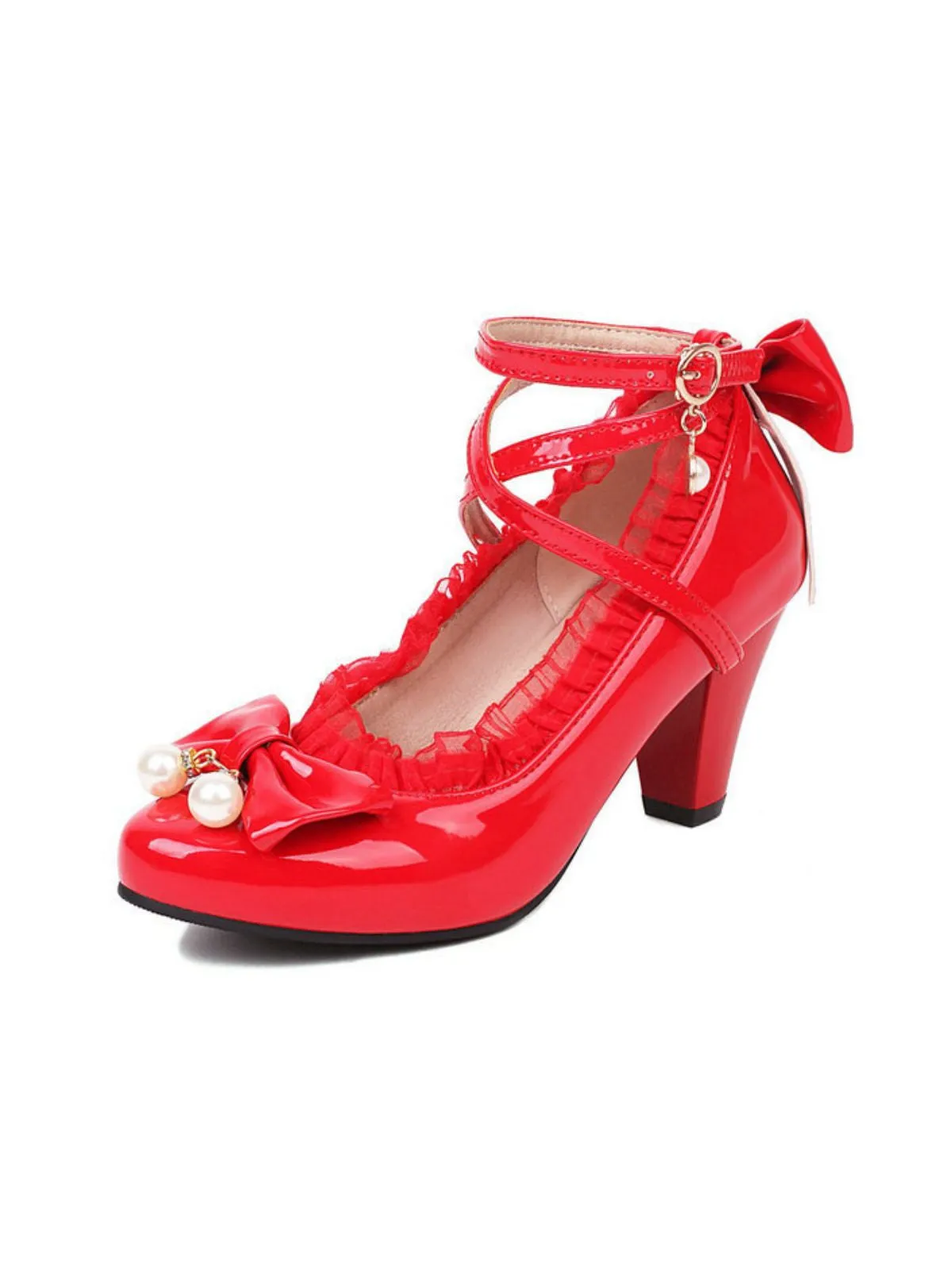 Patent Leather Bow Lolita High Heels sold by Retro Stage product image thumbnail 5