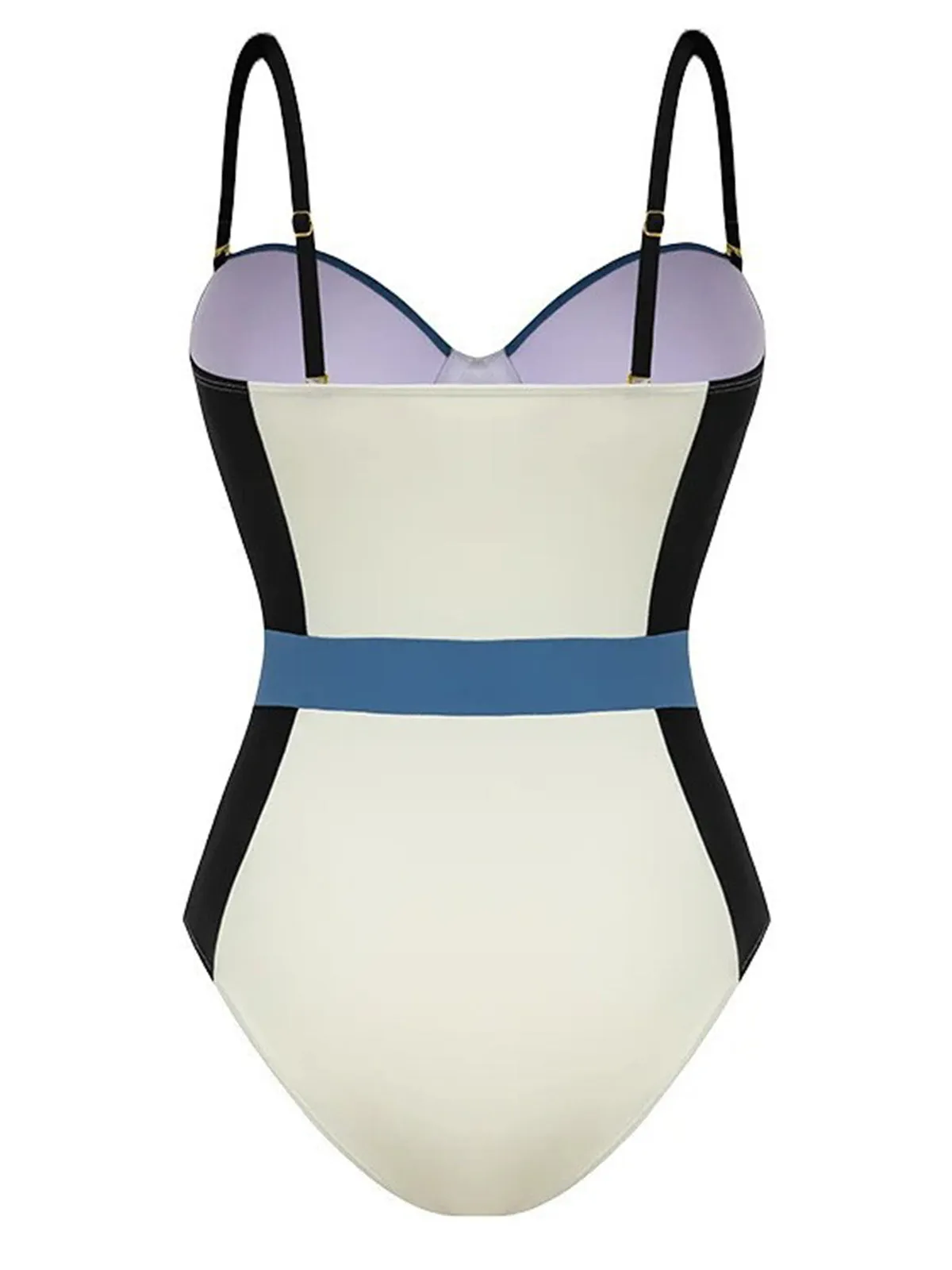 1940s Spaghetti Strap Color Block One-Piece Swimsuit sold by Retro Stage product image thumbnail 2