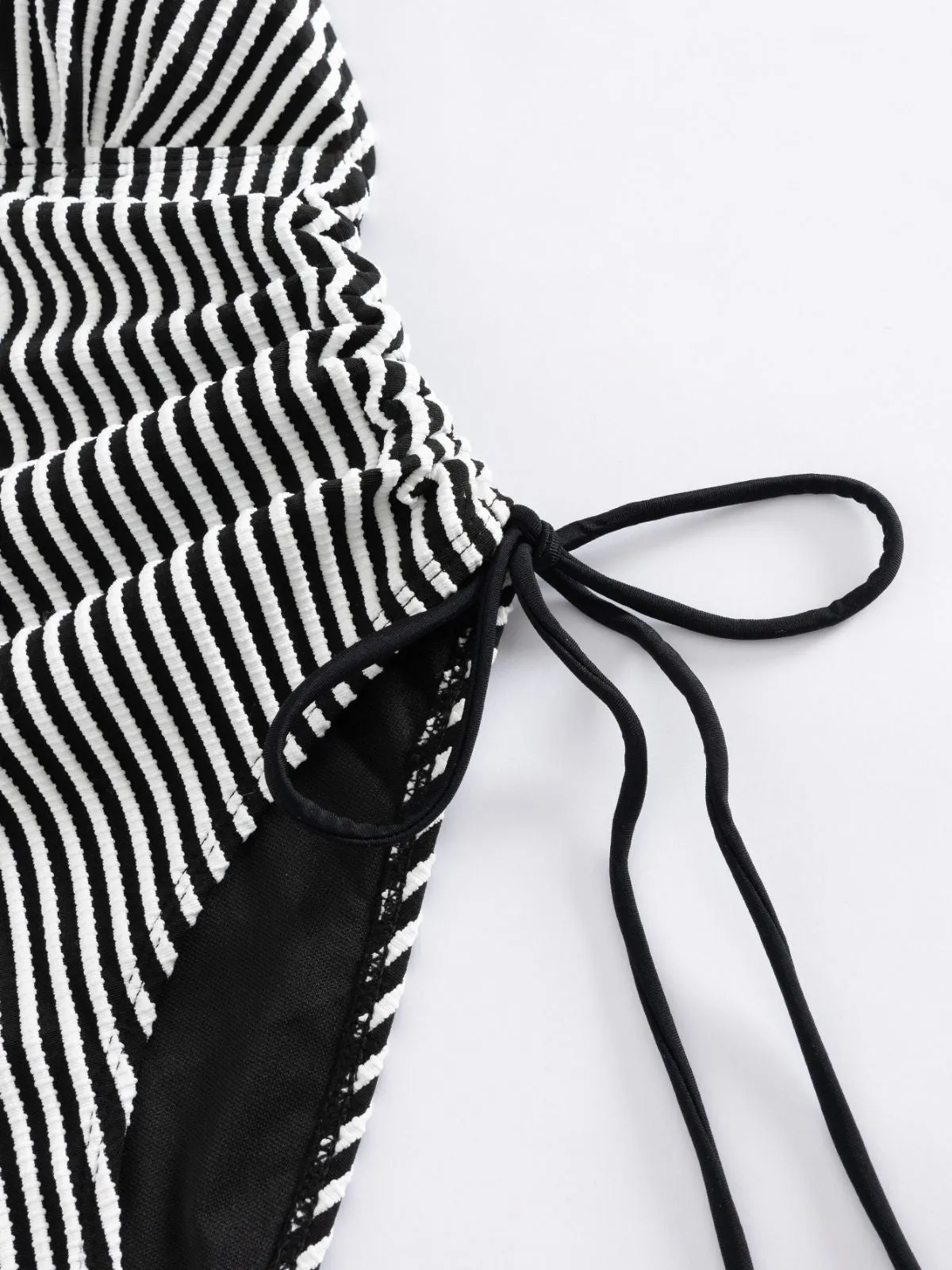 1960s Spaghetti Strap Contrast Stripes One-Piece Swimsuit sold by Retro Stage product image thumbnail 4