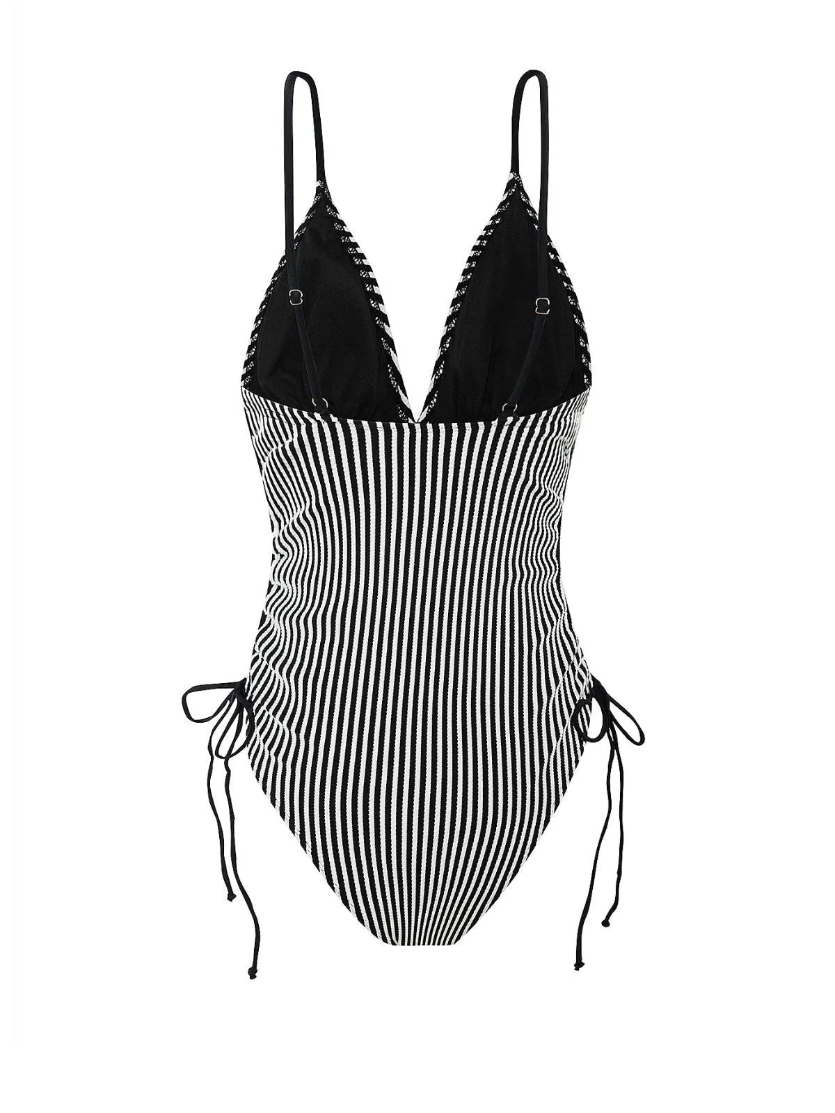 1960s Spaghetti Strap Contrast Stripes One-Piece Swimsuit sold by Retro Stage product image thumbnail 2
