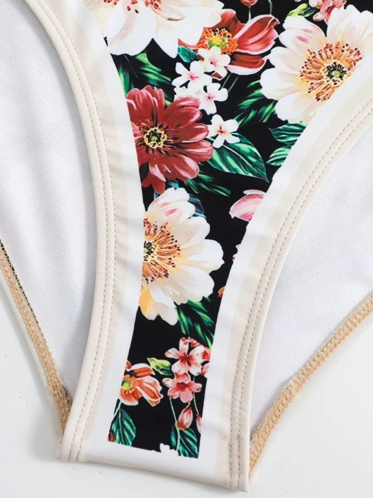 Black 1940s Strap Bow Floral Swimsuit & Cove-Up sold by Retro Stage product image thumbnail 5