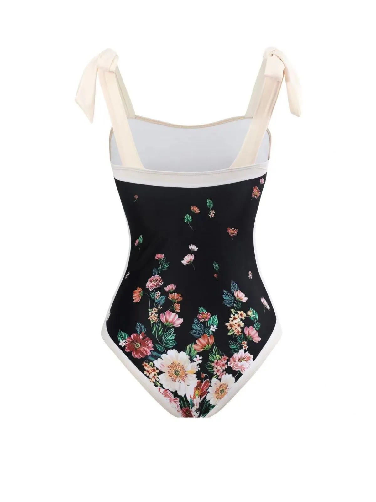 Black 1940s Strap Bow Floral Swimsuit & Cove-Up sold by Retro Stage product image thumbnail 3