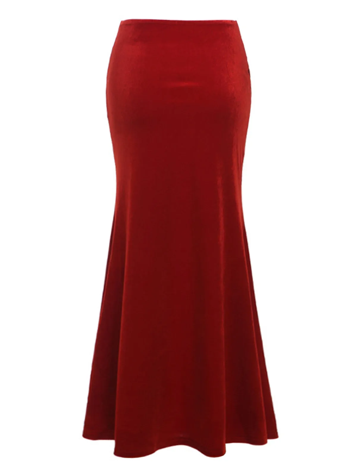 Red 1930s Velvet Lace Mermaid Skirt sold by Retro Stage product image thumbnail 2