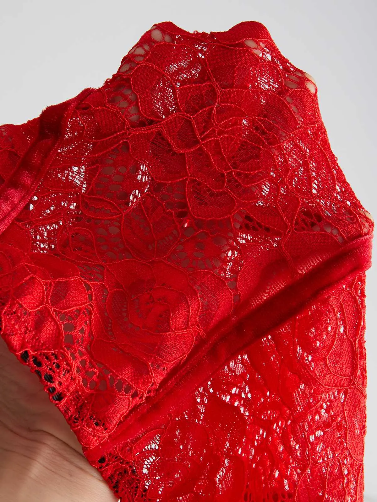 Red 1930s Velvet Lace Tank Top With Gloves sold by Retro Stage product image thumbnail 2