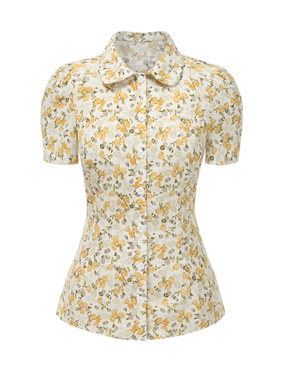 2PCS 1940s Peter Pan Collar Floral Blouse & Slit Skirt sold by Retro Stage product image thumbnail 5