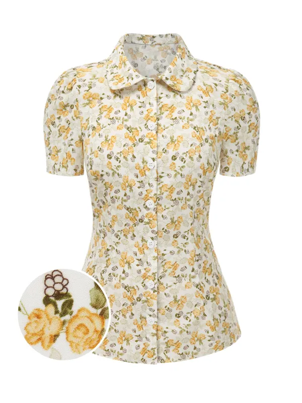 1940s Peter Pan Collar Ditsy Floral Blouse sold by Retro Stage