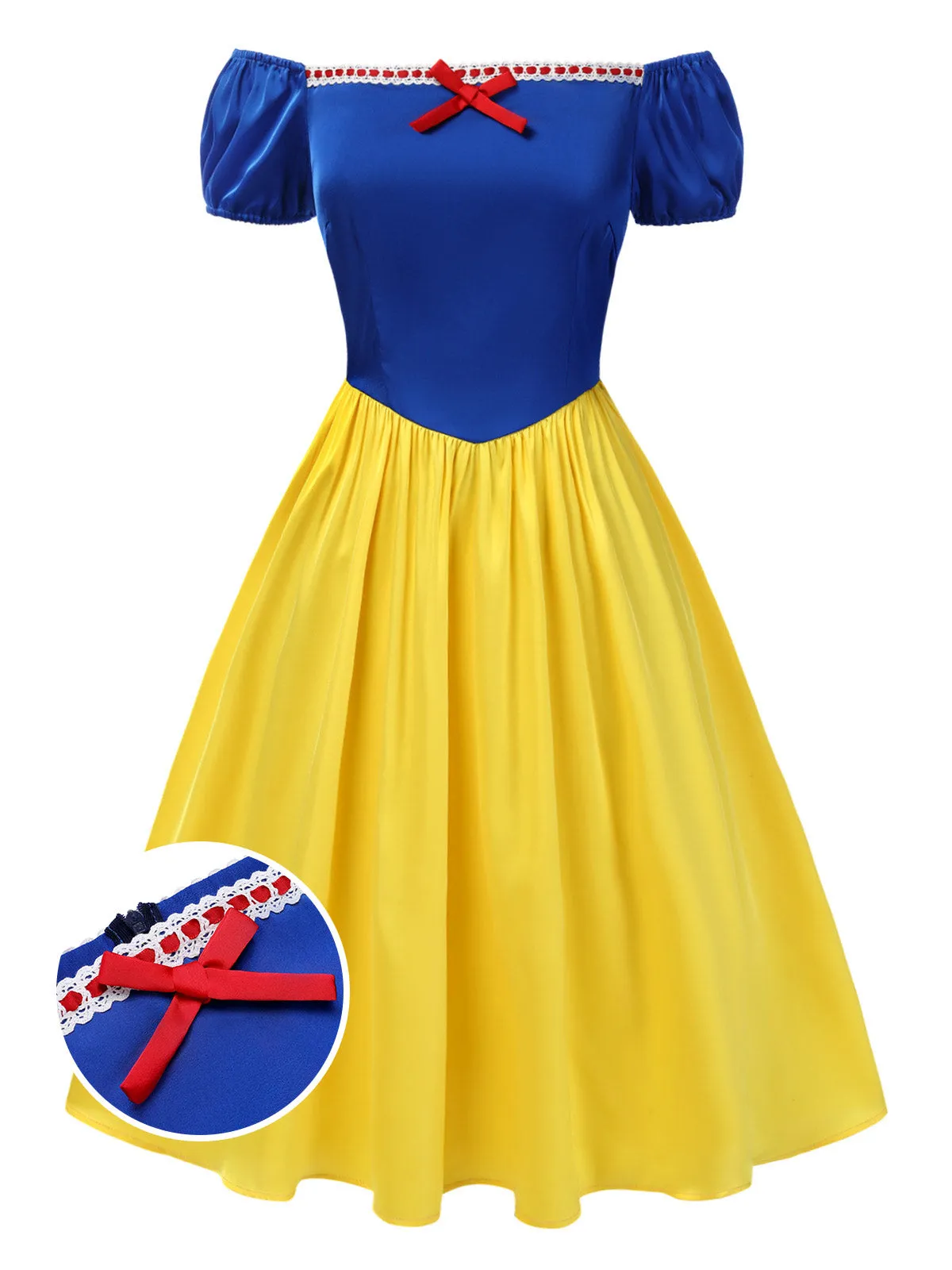 1950s Off-Shoulder Puff Sleeve Princess Bow Dress sold by Retro Stage
