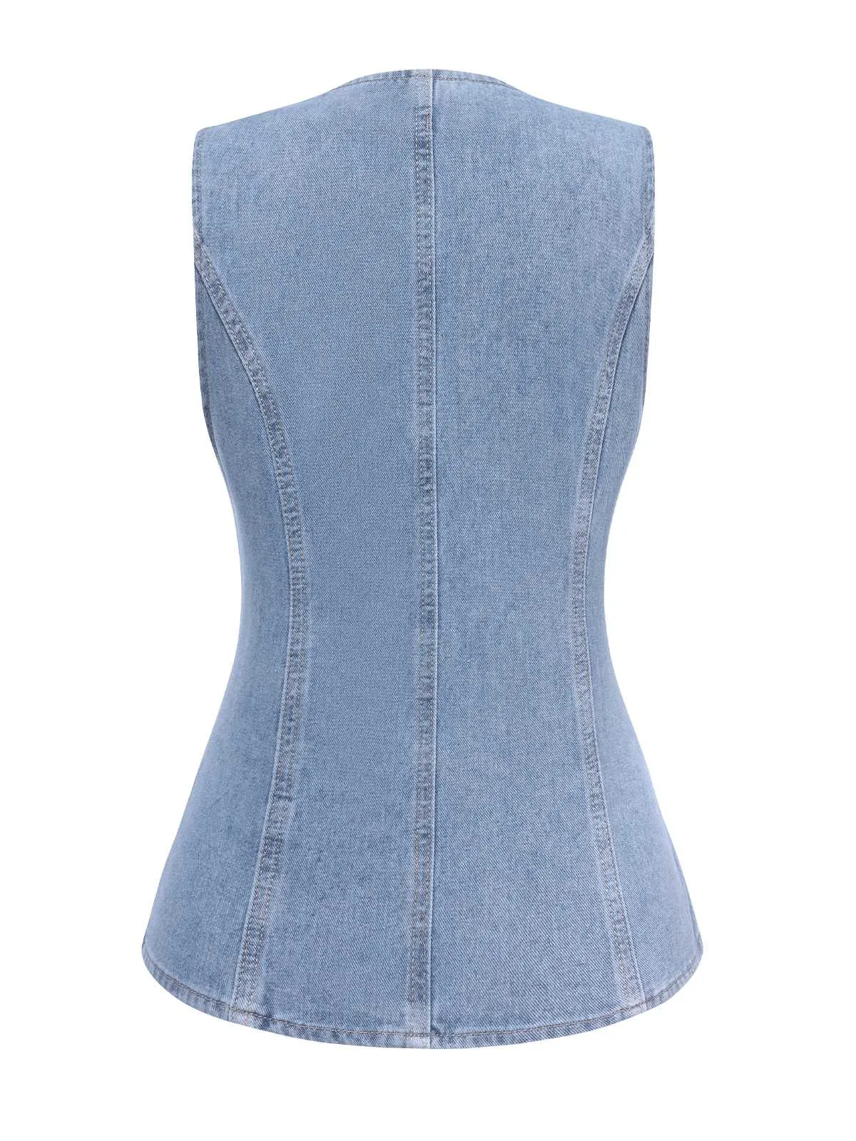 Blue 1940s Sleeveless Denim Vest sold by Retro Stage product image thumbnail 3