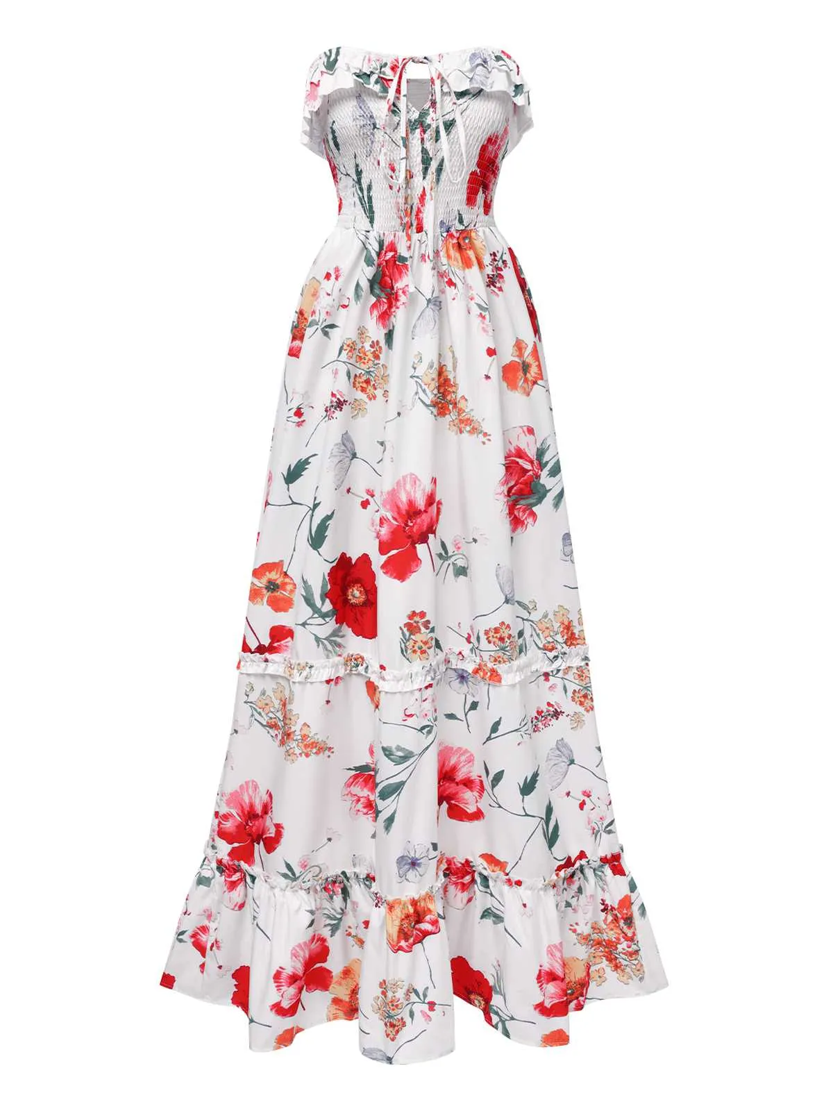 1930s Bandeau Floral Tiered Ruffle Hem Dress sold by Retro Stage product image thumbnail 2