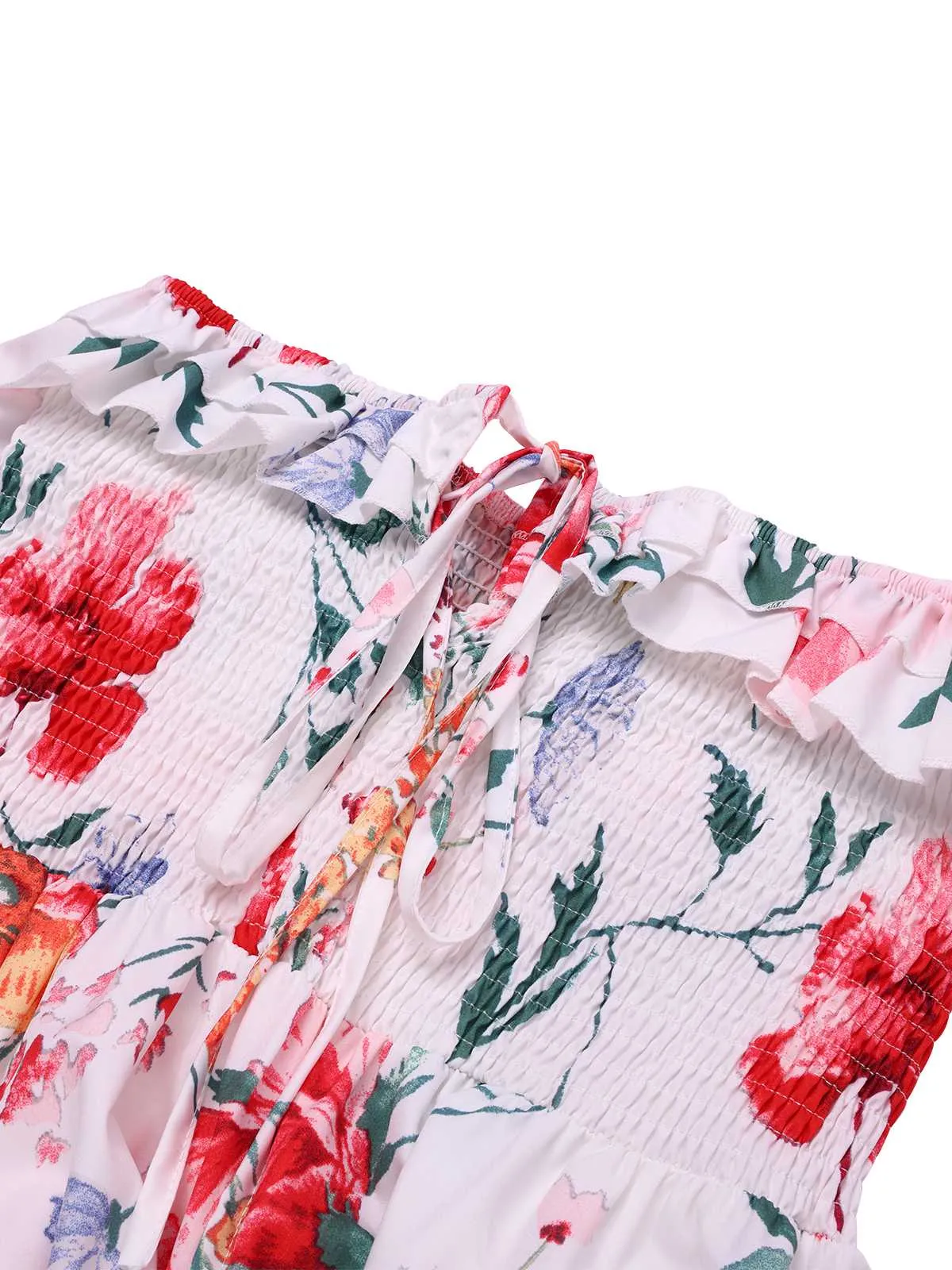 1930s Bandeau Floral Tiered Ruffle Hem Dress sold by Retro Stage product image thumbnail 4