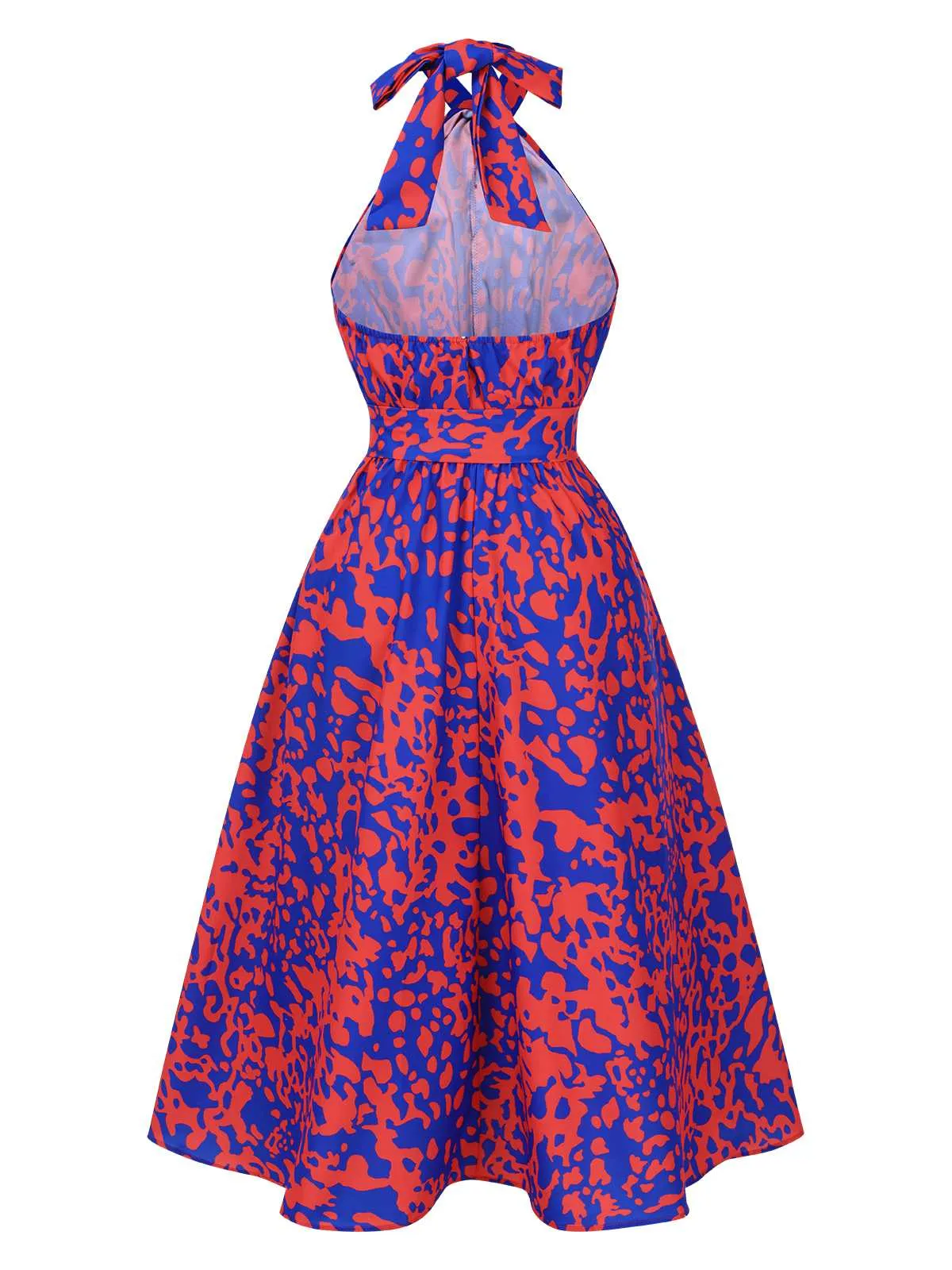 1950s Halter Abstract Print Backless Swing Dress sold by Retro Stage product image thumbnail 2