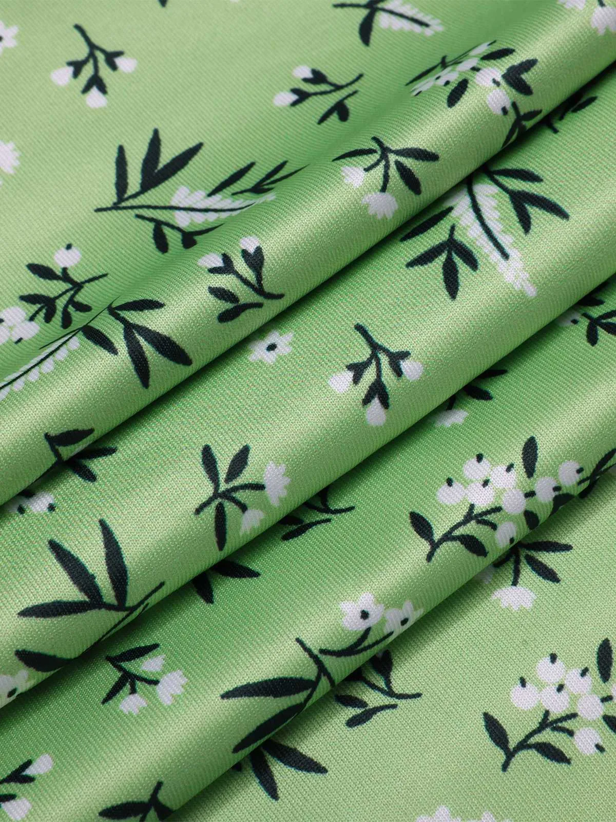 Green 1940s V-Neck Ditsy Floral Dress sold by Retro Stage product image thumbnail 4