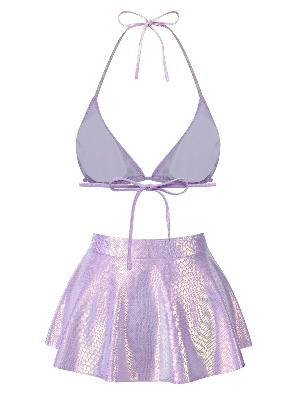 Lavender 1970s Metallic Fish Scale Bikini Set sold by Retro Stage product image thumbnail 2