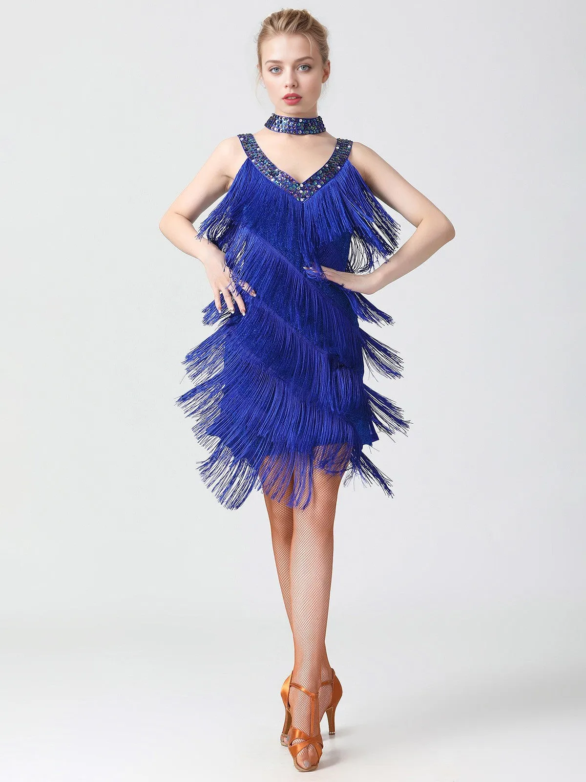 1920s Sequined Sleeveless Fringed Hem Dress sold by Retro Stage product image thumbnail 5