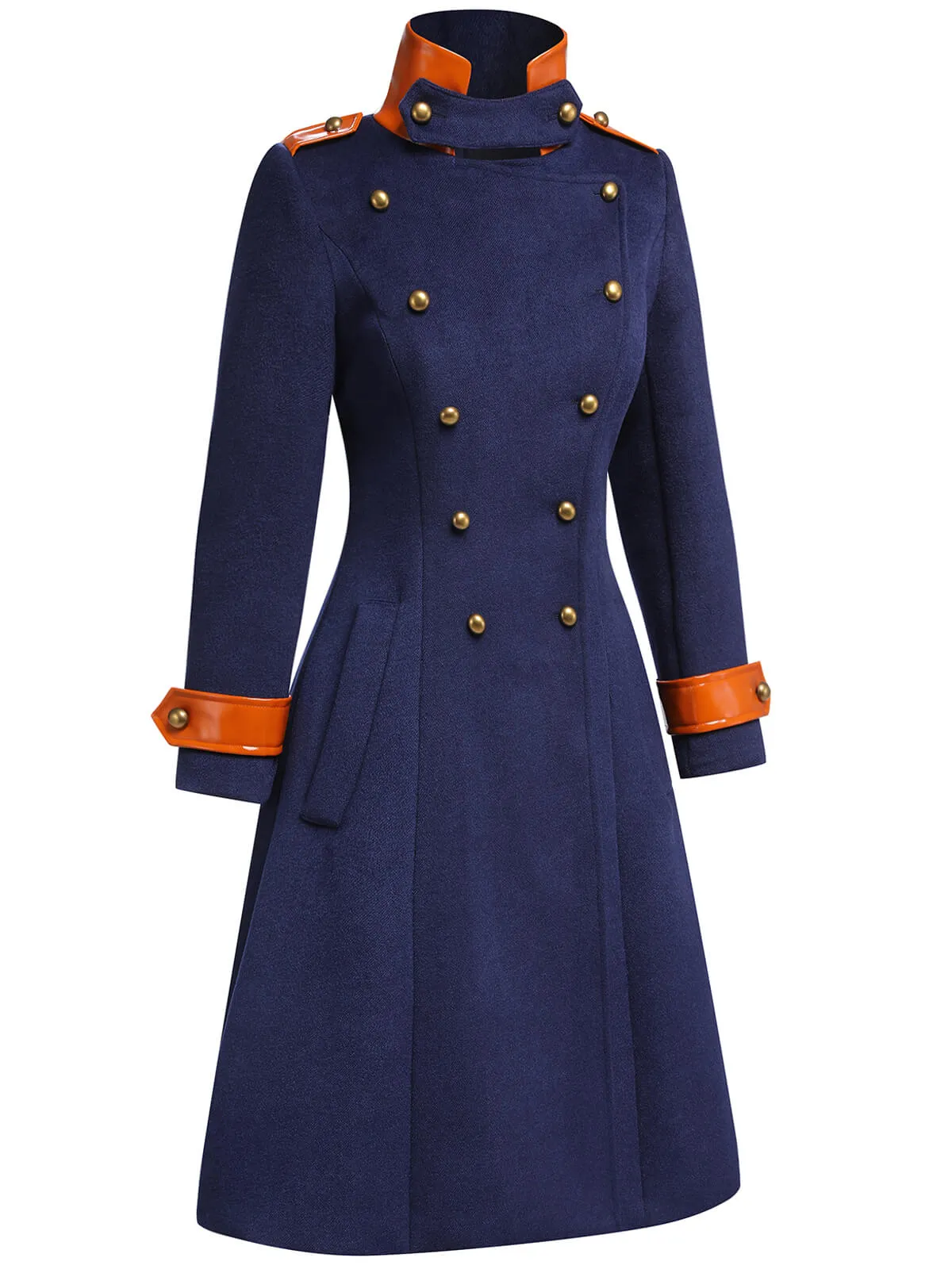 Navy Blue 1950s Patchwork Button Coat sold by Retro Stage product image thumbnail 5