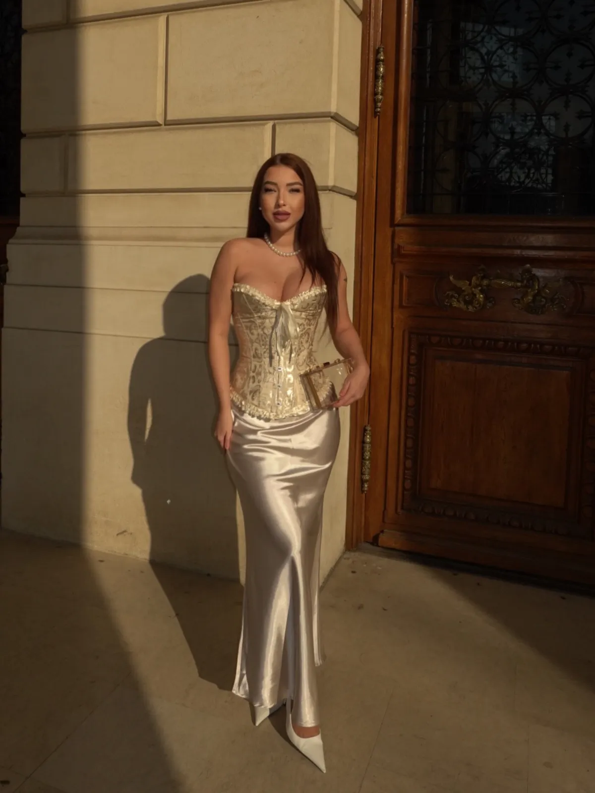 Vintage Palace Print Lace-Up Corset sold by Retro Stage