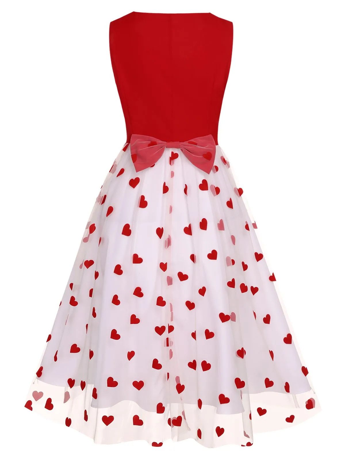 Red 1950s Heart Bow Sleeveless Dress sold by Retro Stage product image thumbnail 5