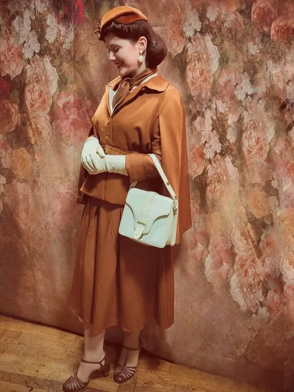Camel Color 1940s Lapel Cape Coat sold by Retro Stage