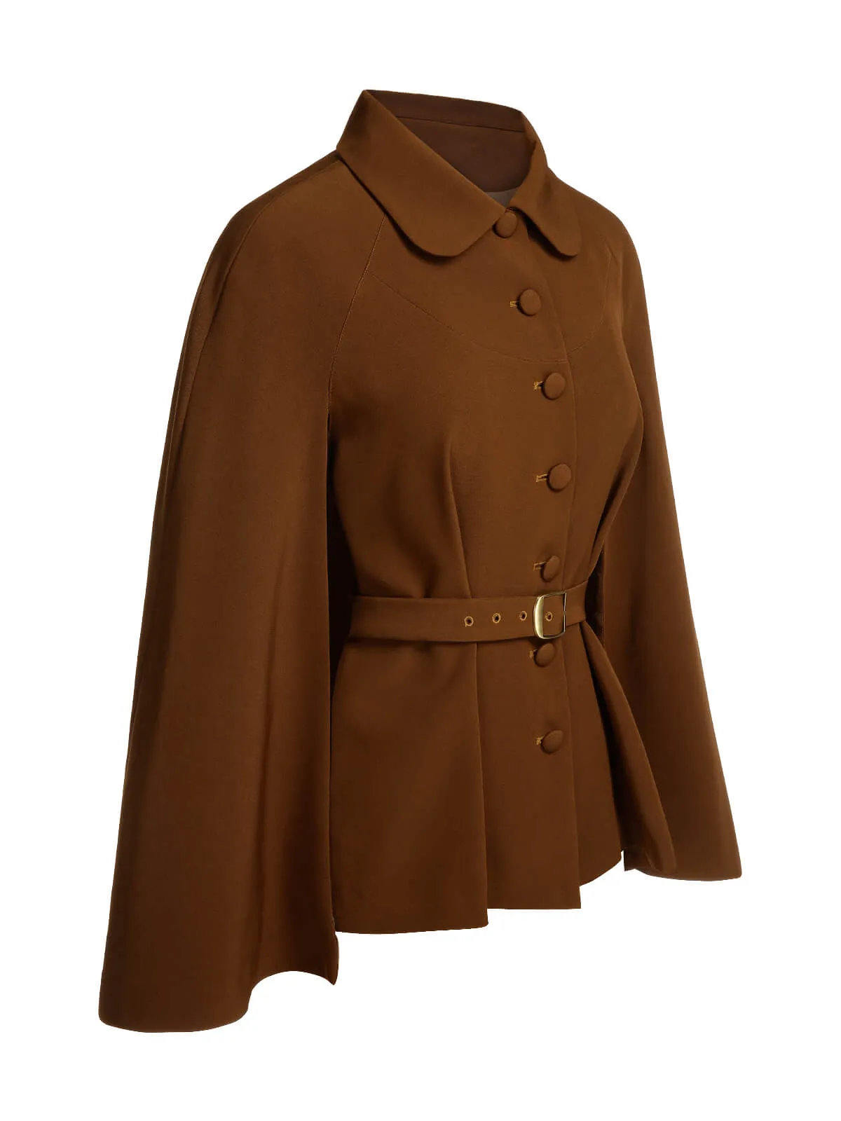 Camel Color 1940s Lapel Cape Coat sold by Retro Stage product image thumbnail 5